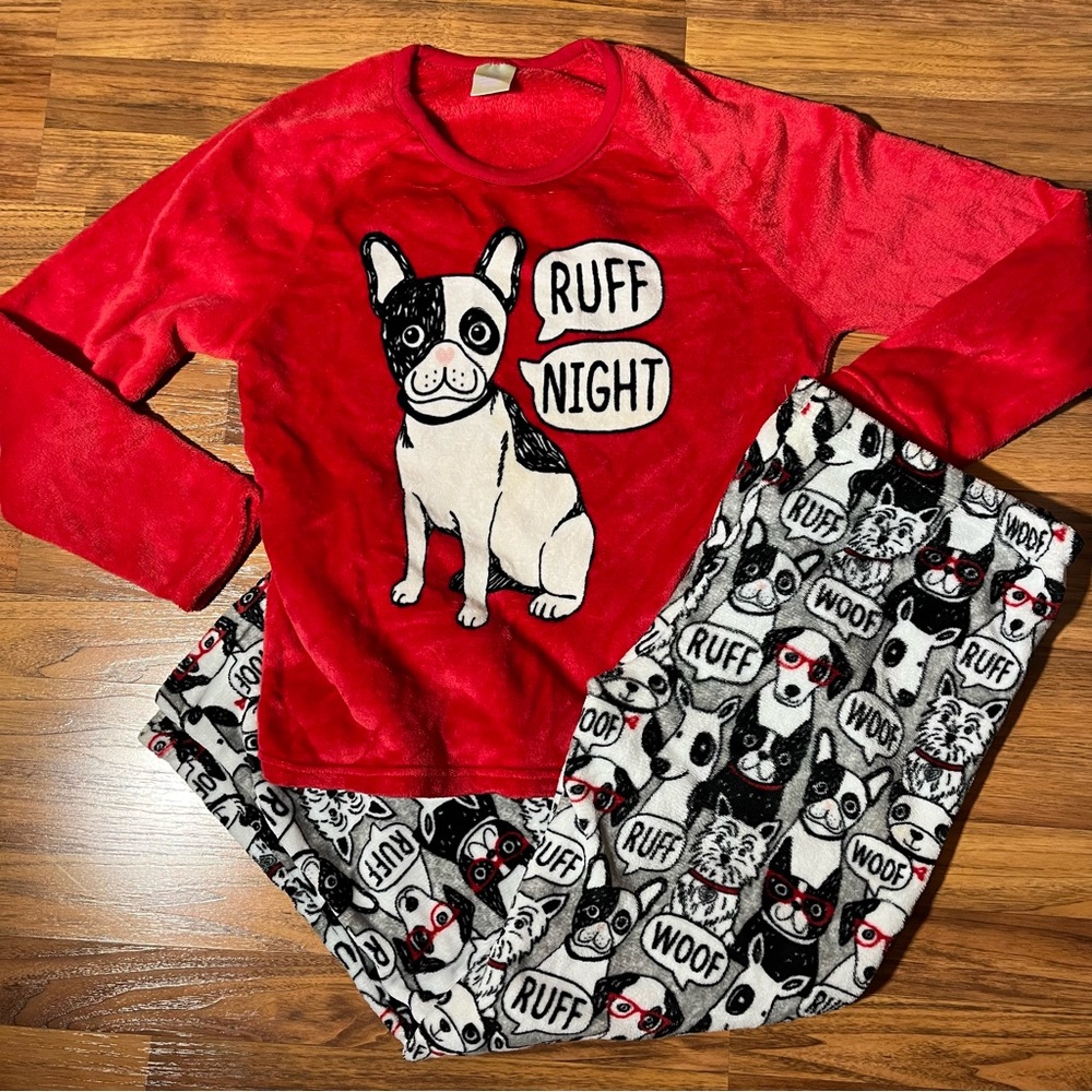 French Bulldog Pajama Set Yorkie Yorkshire Terrier Fuzzy Pajamas Long Sleeve Top